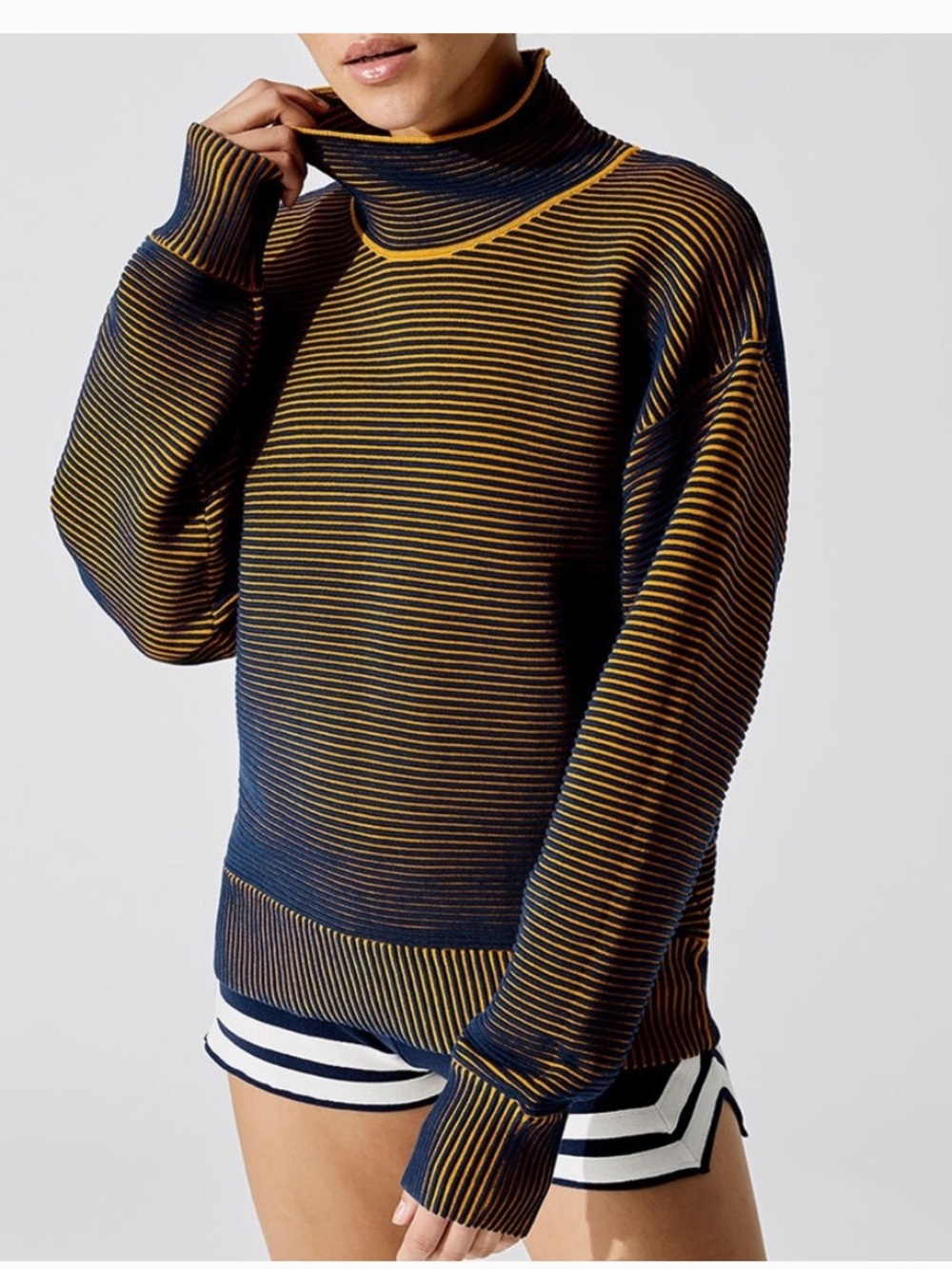 Nagnata Navy and tumeric ribbed sweater